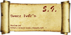 Svecz Iván névjegykártya
